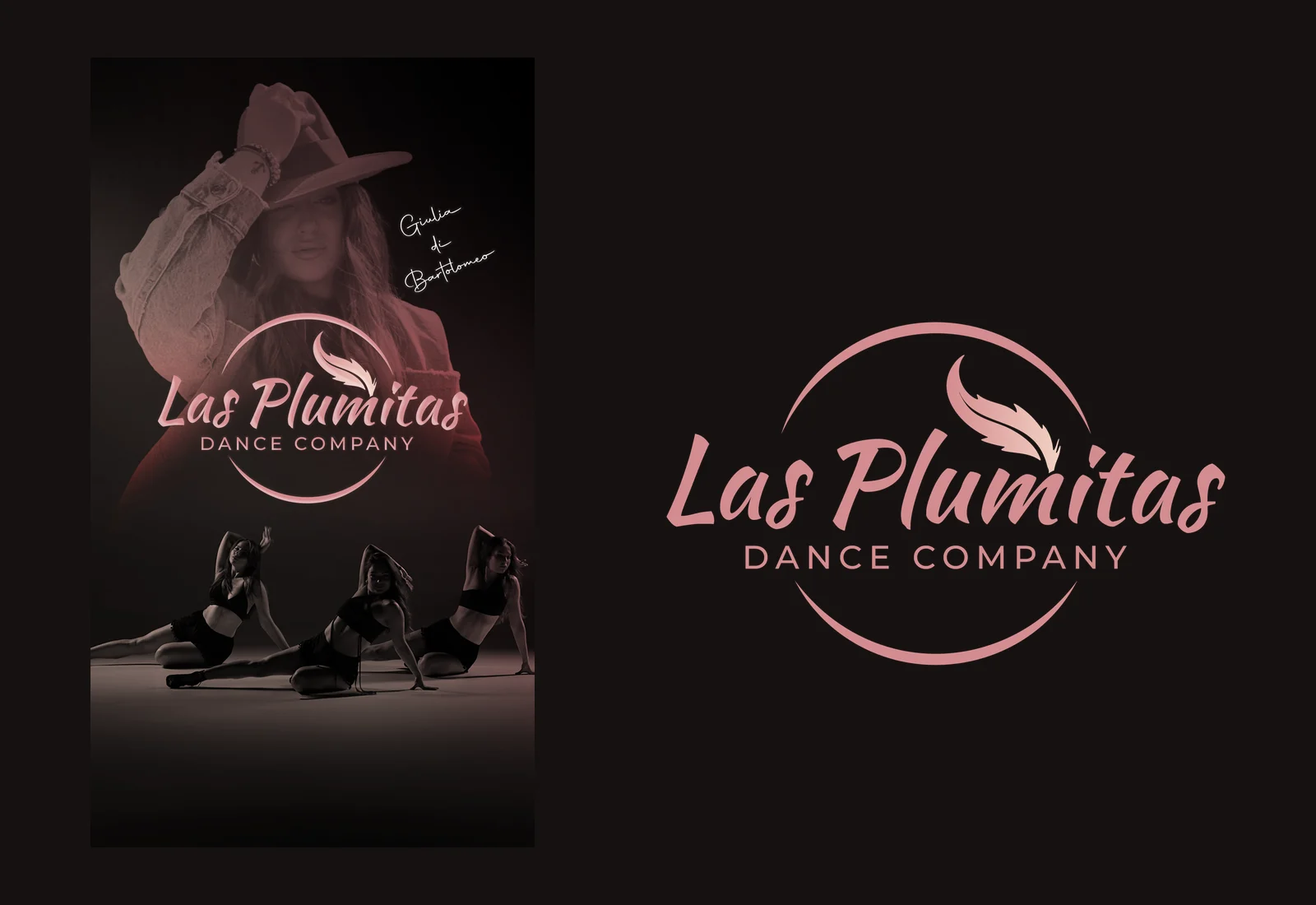 Las Plumitas — Logo system e identità dance company in versione compatta.