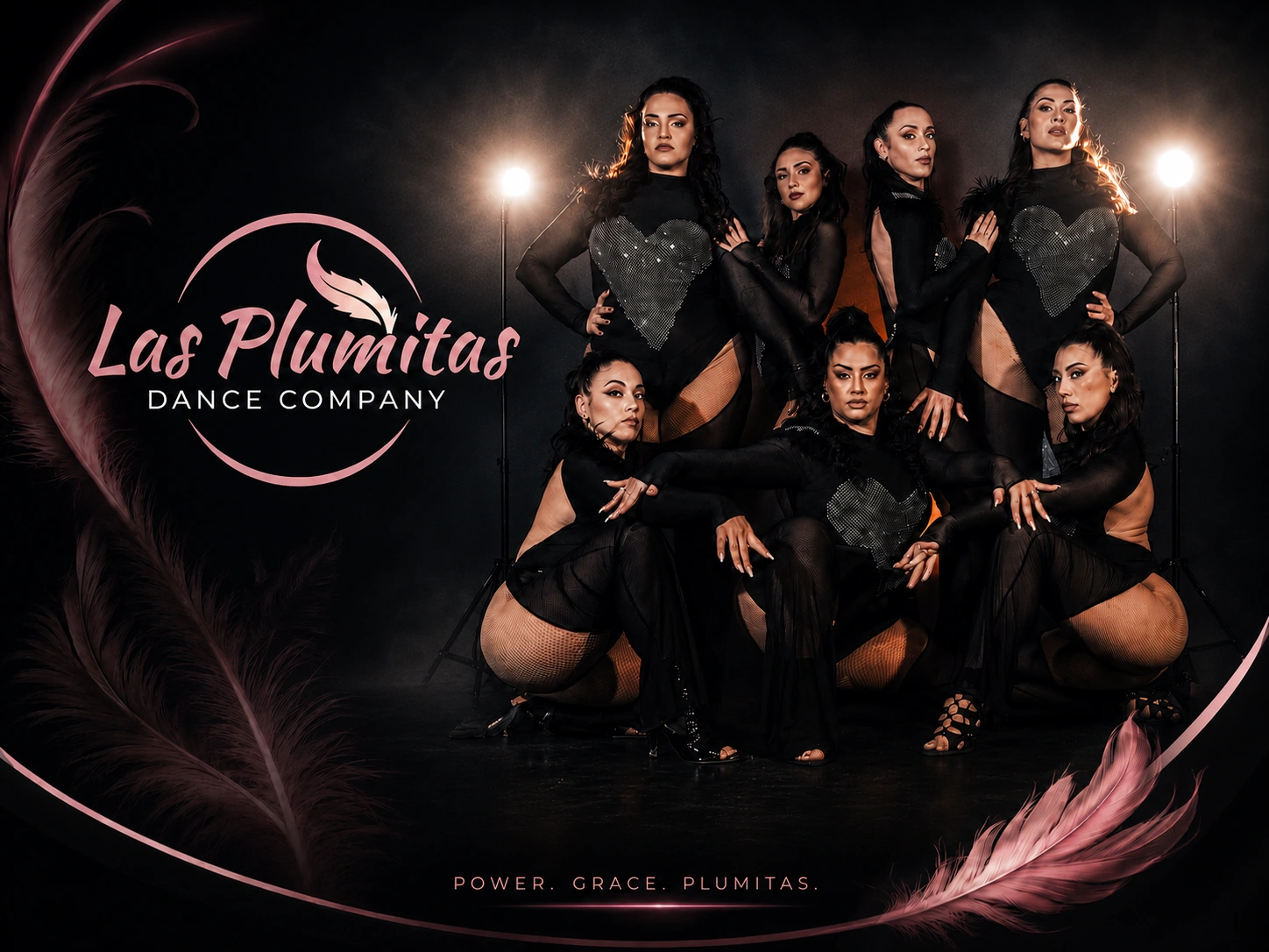 Las Plumitas - visual con ballerine, logo e piuma