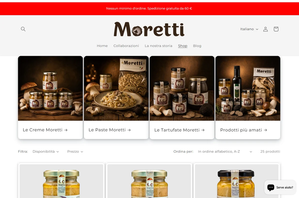 Moretti - sezione shop
