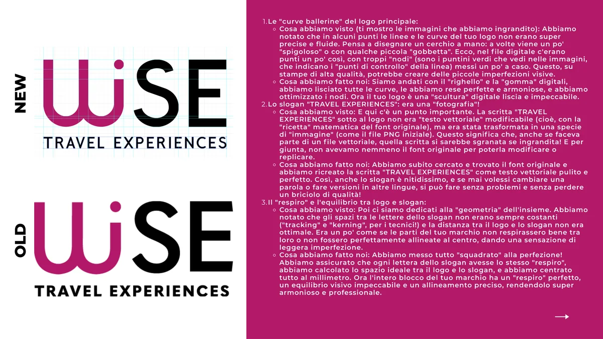 Wise Tours - confronto e pulizia tecnica del logo
