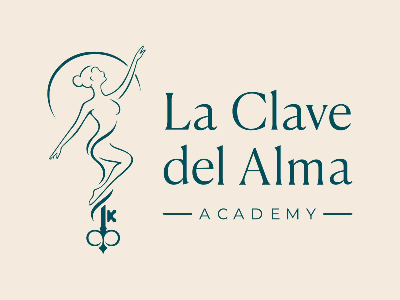 Logo principale La Clave del Alma Academy, petrolio su avorio