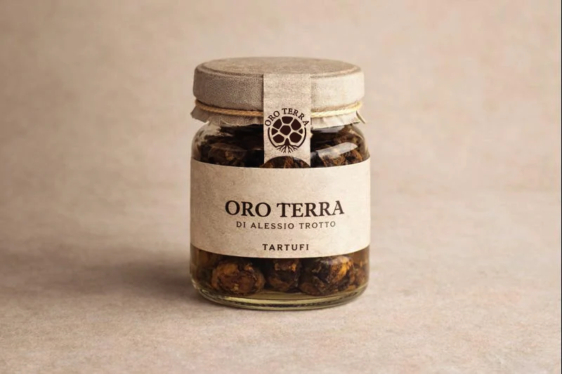 OroTerra: mockup del marchio applicato sulla confezione